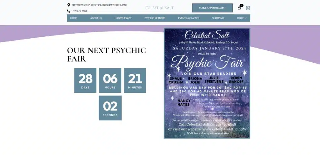 Celestial Salt website design